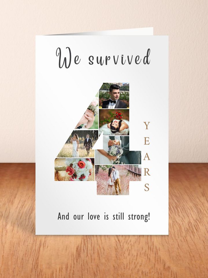 4 Year Anniversary Photo Card Editable Canva Template product image (2)