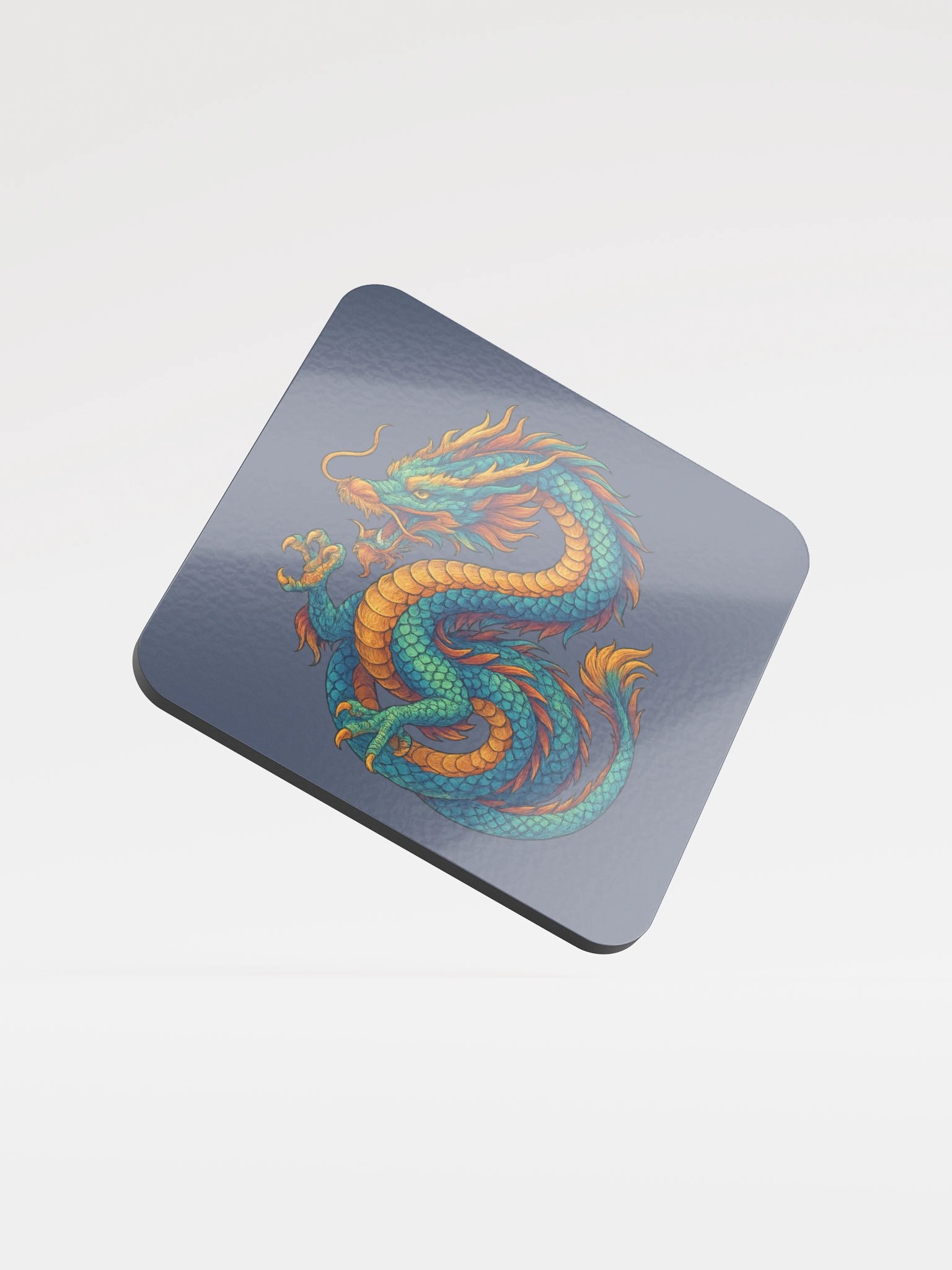 🐉 Emspiracy Flame Coaster – Colourful Dragon on Blue Edition 🜁 "The Flame Doesn’t Fade, It Just Waits." product image (1)