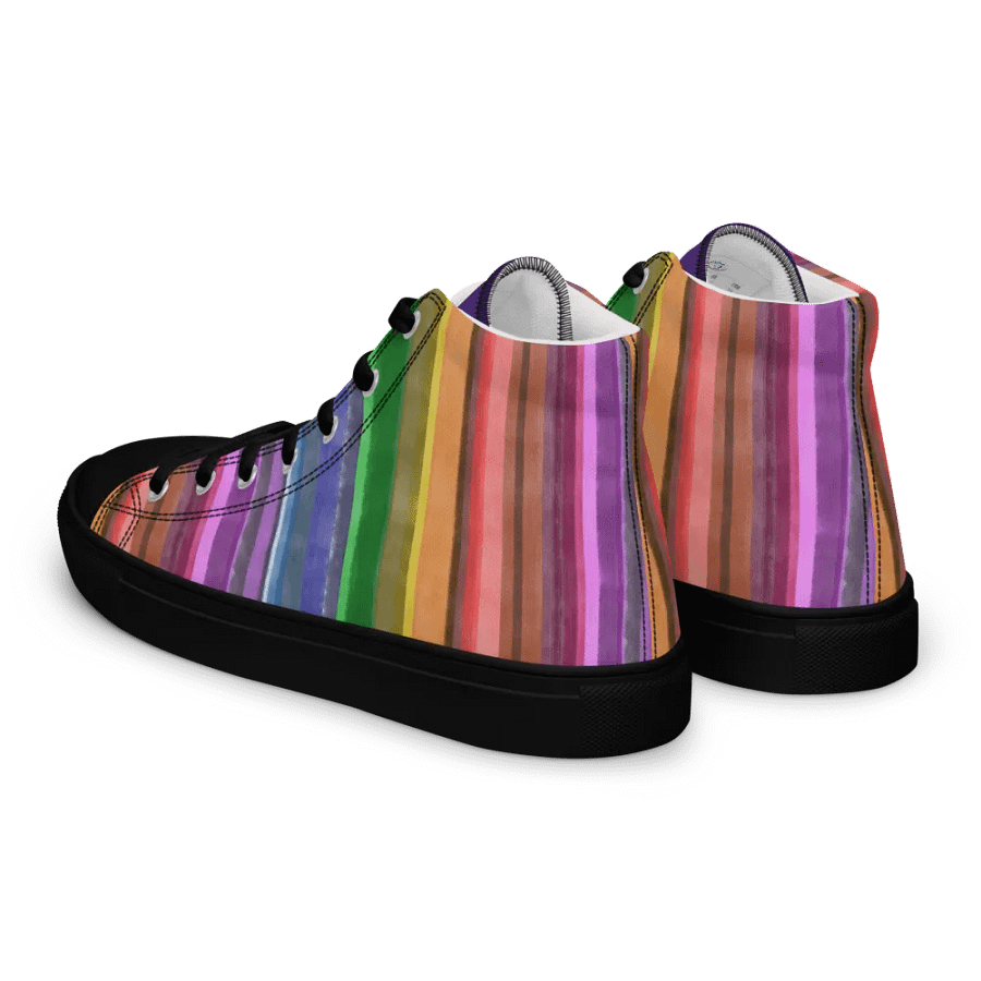Cool Gouache Striped Men's High-Top Canvas Shoes product image (6)