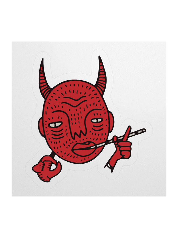 Horned Cartoon Red Face Kiss Cut Stickers product image (1)