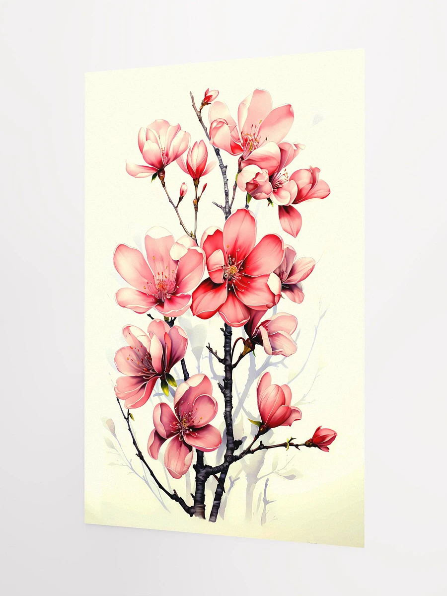 Pink Flower Blossoms Watercolor Painting Matte Poster product image (5)