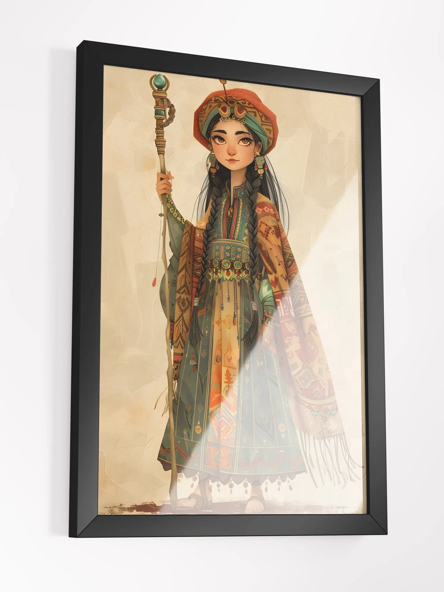 Enchanting girl in colorful attire with mystical staff. product image (3)