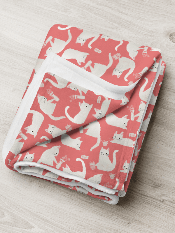 Bad Cats Knocking Stuff Over Throw Blanket, Pink product image (5)