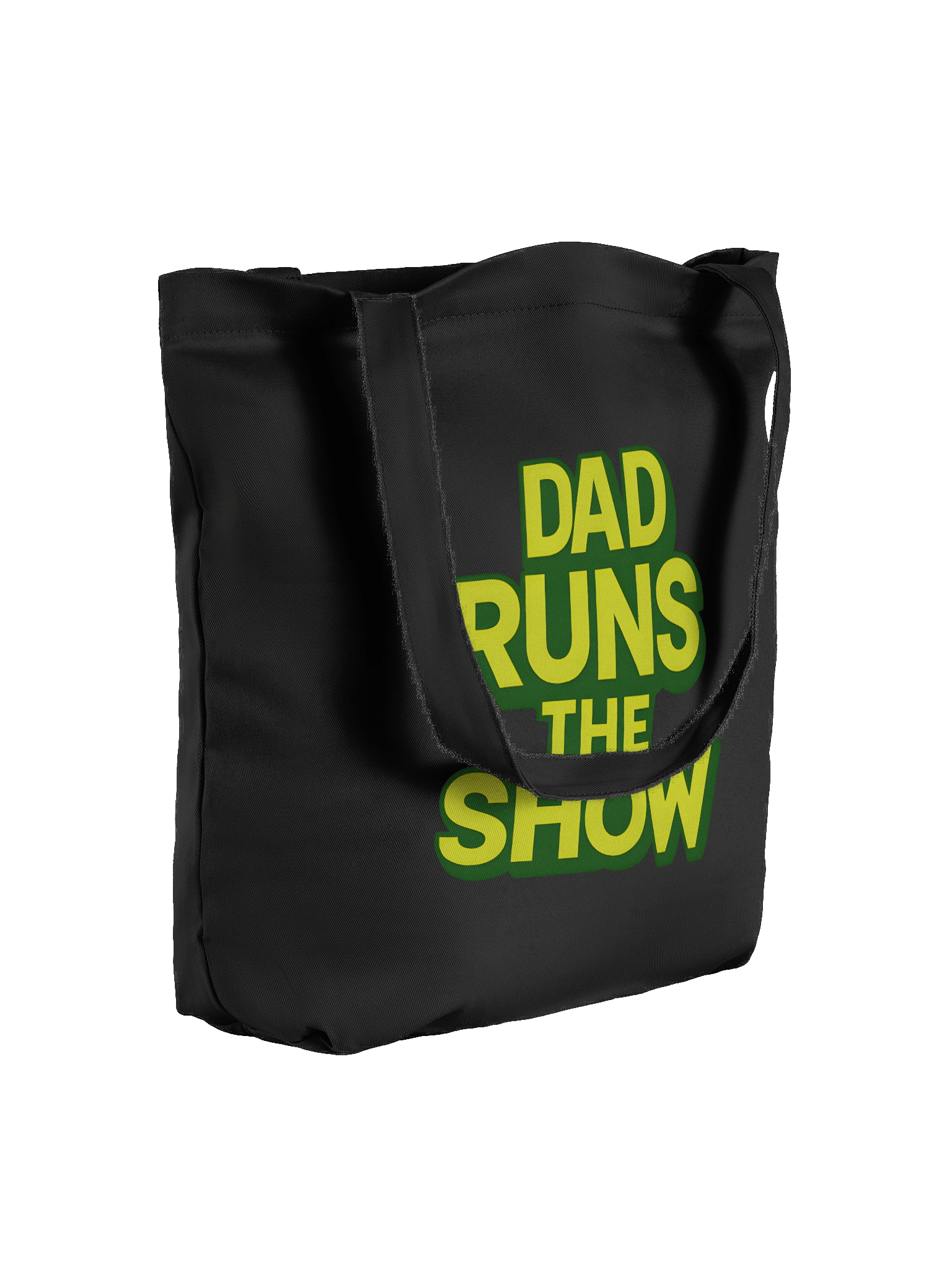 Funny Dad Tote Bag – “Dad Runs The Show” Black Canvas Gift for Father’s Day & Everyday Use product image (3)