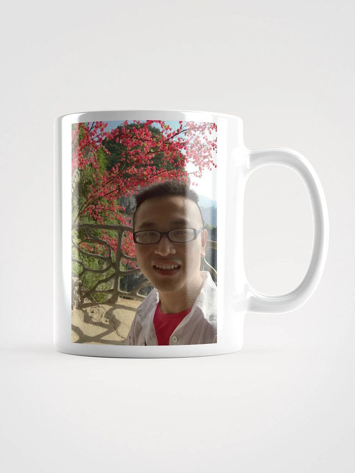White Glossy Mug: flower and mountain product image (1)
