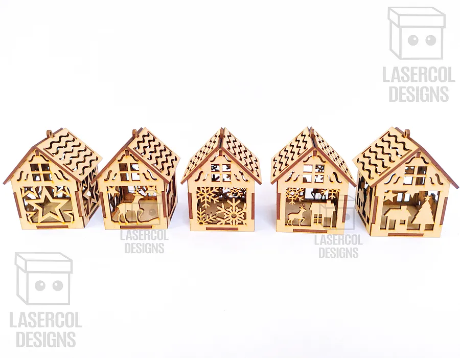 Christmas House Ornaments Bundle (Set 1-2-3-4) - Laser Cut Files product image (8)
