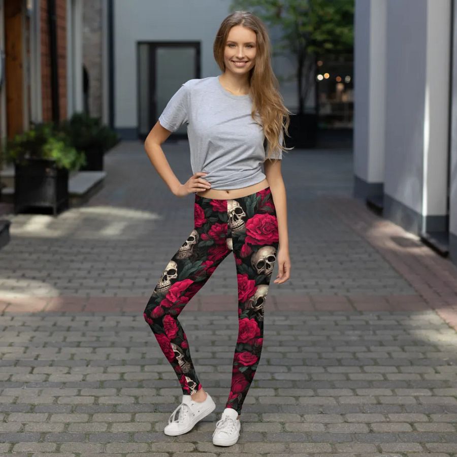Leggings – Skulls and Roses Print for Edgy & Bold Style product image (7)