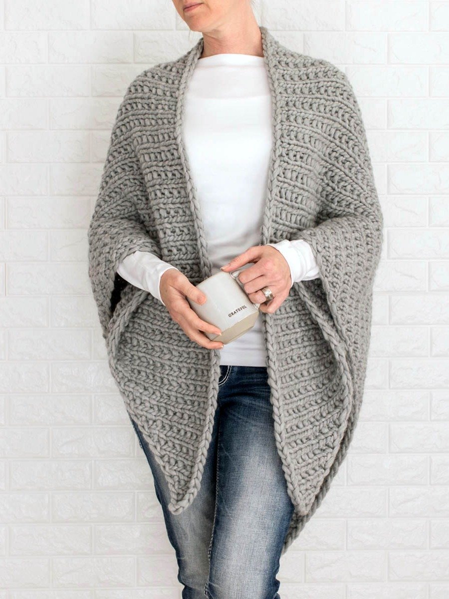 Chunky Knit Triangle Shawl Knitting Pattern PDF - Warm Hug product image (2)
