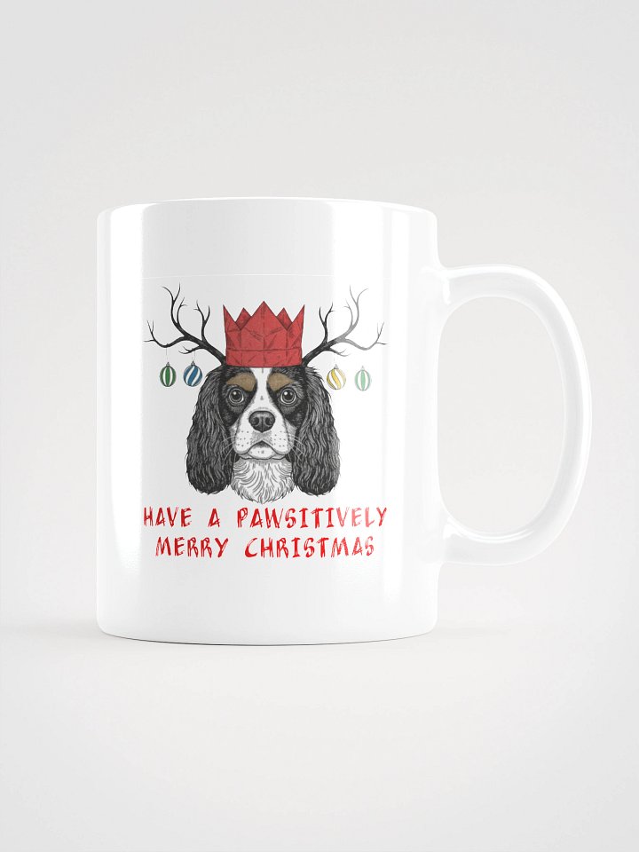 White Glossy Mug with Baxter Pawsitively Merry Christmas Line Art product image (2)