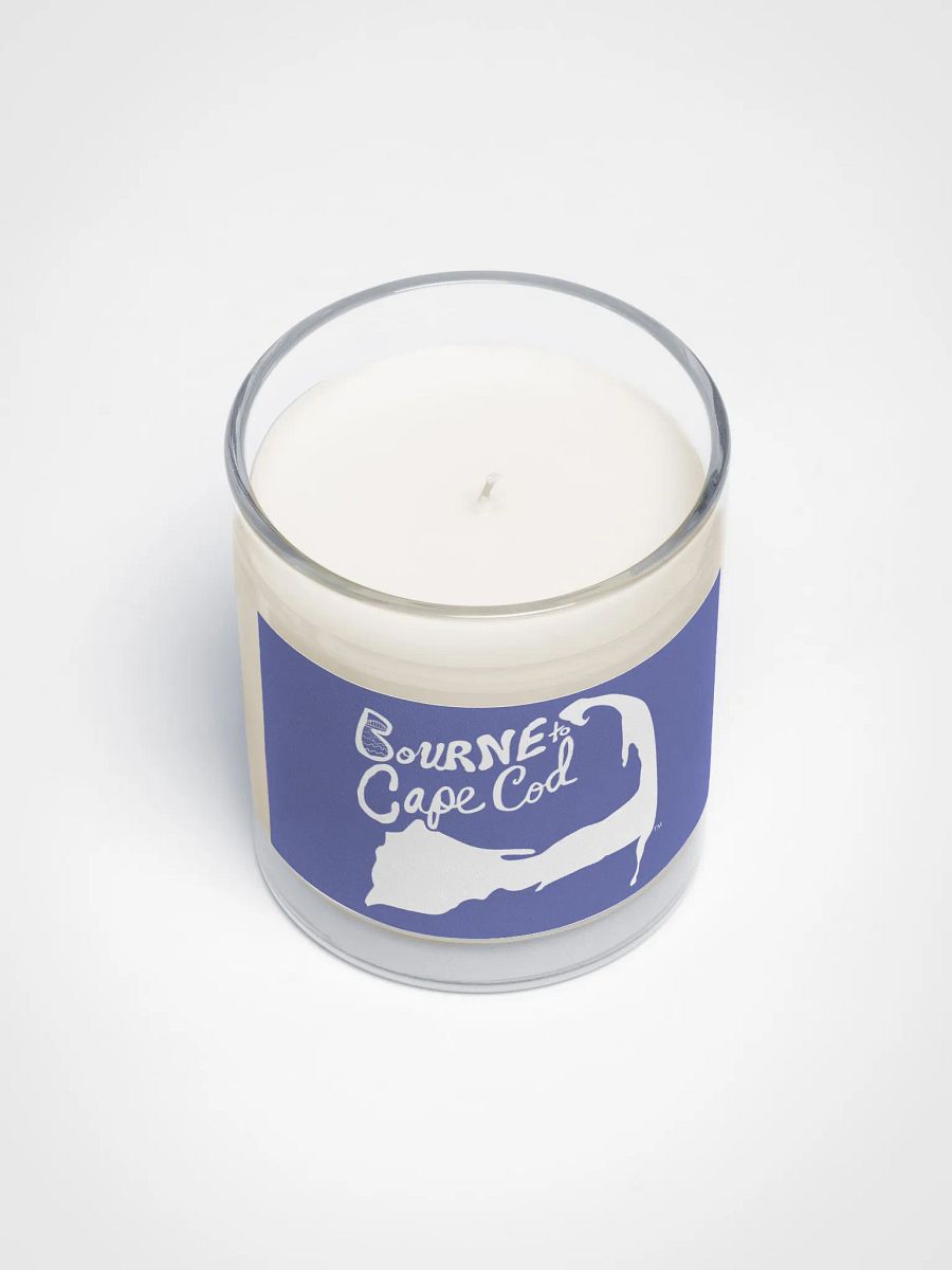 BOURNE to Cape Cod™ | Beach Vibes Candle | Unscented Soy Wax in Glass Jar | White Logo on Slate Blue product image (3)