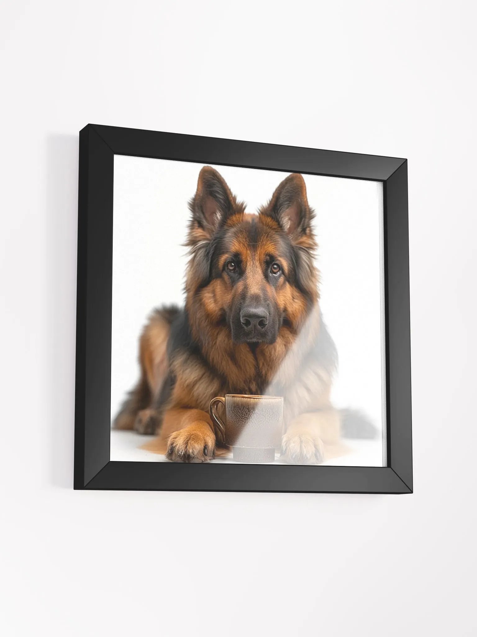 Cute Coffee Lover German Shepherd Dog Framed Wall Art product image (17)