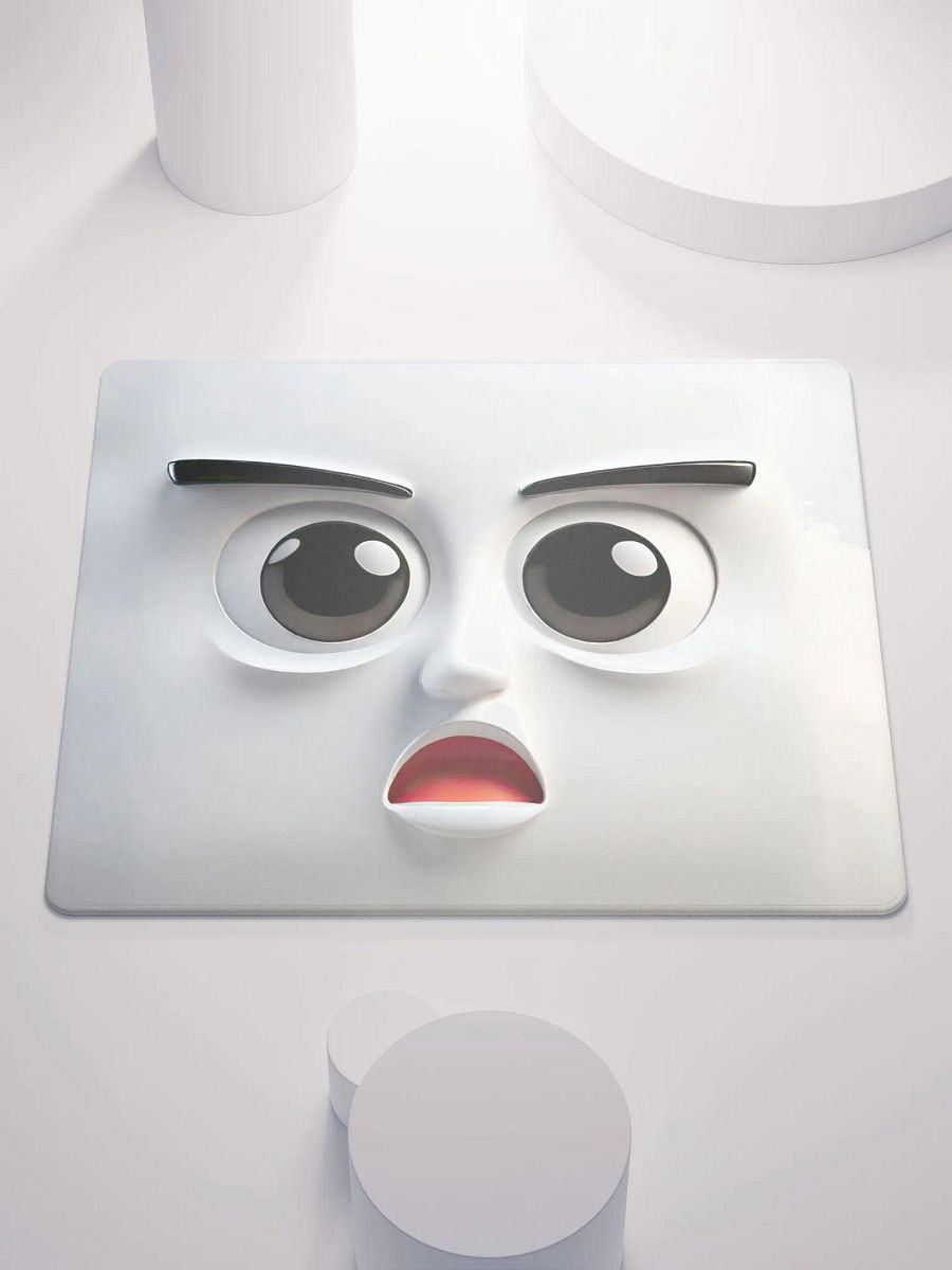 Startled Expression Premium Mouse Pad: Add a Touch of Whimsy to Your Workspace! product image (1)
