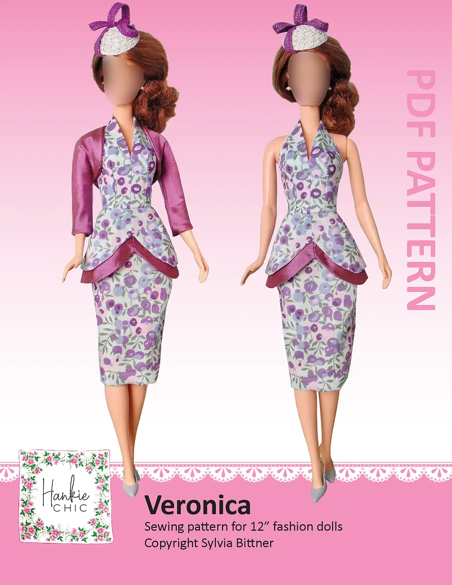 Veronica sewing pattern for 12" fashion dolls product image (1)
