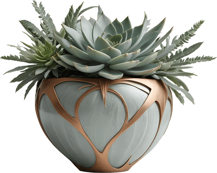 Gatsby Grace – Art Deco Pot with Succulent PNG product image (1)