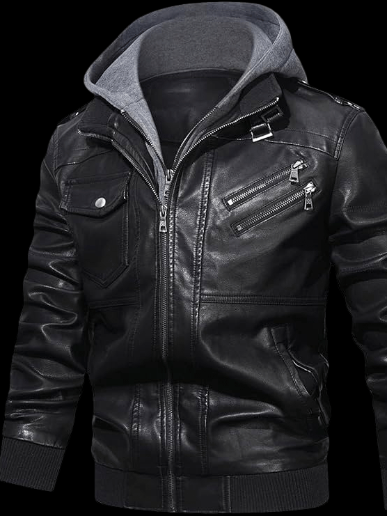 Mens Moto Jacket with Removable Hood product image (1)