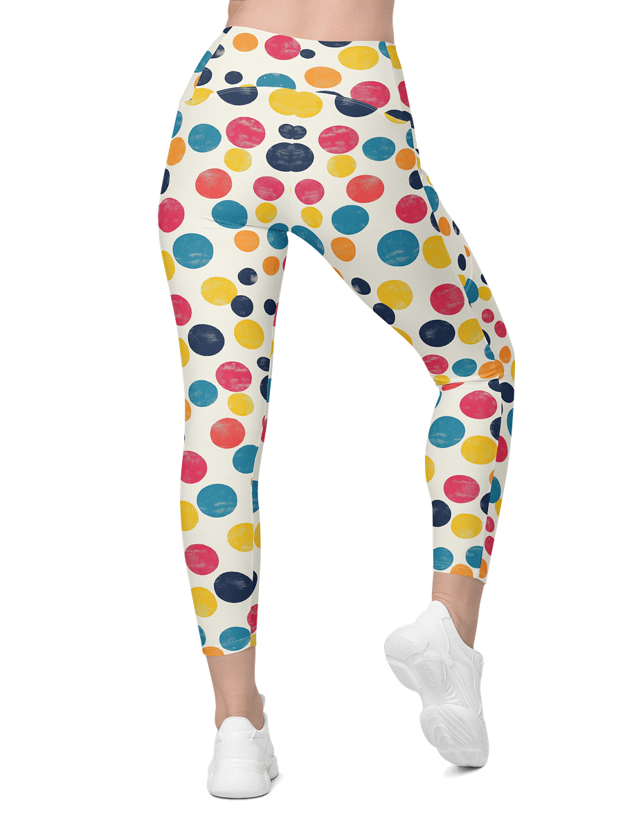 Polka Dot Illusion Vintage Retro Crossover Leggings with Pockets product image (4)