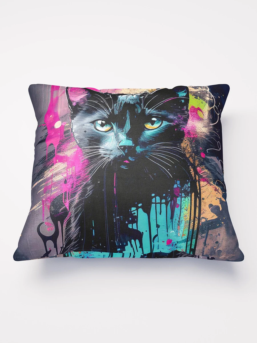 Graffiti Inspired Black Cat Throw PIllow product image (2)