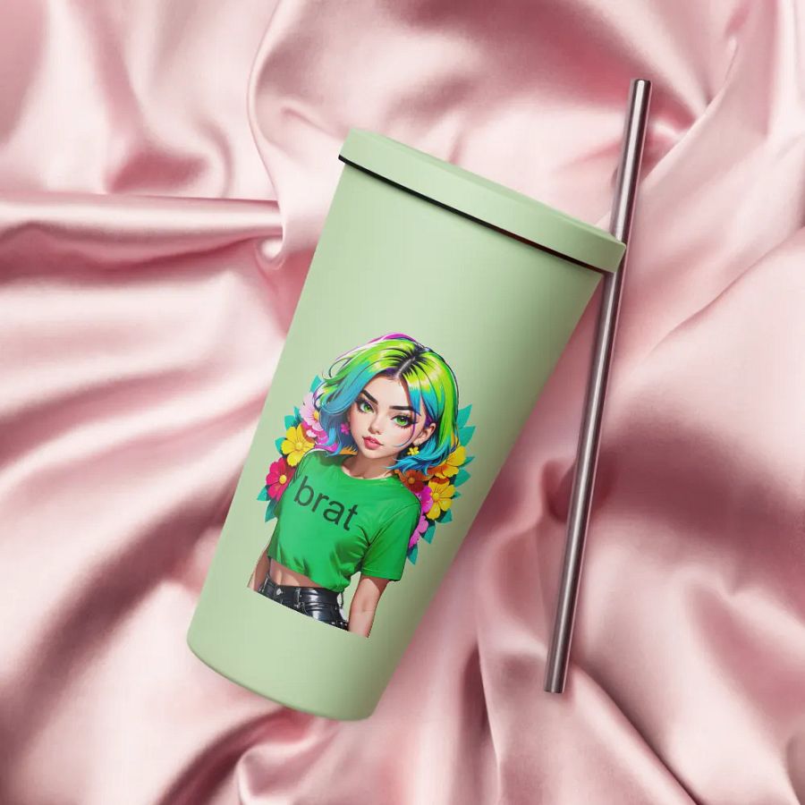 Brat 20 oz Tumbler Cup - Mint - Insulated Tumbler with a Straw v1 product image (4)