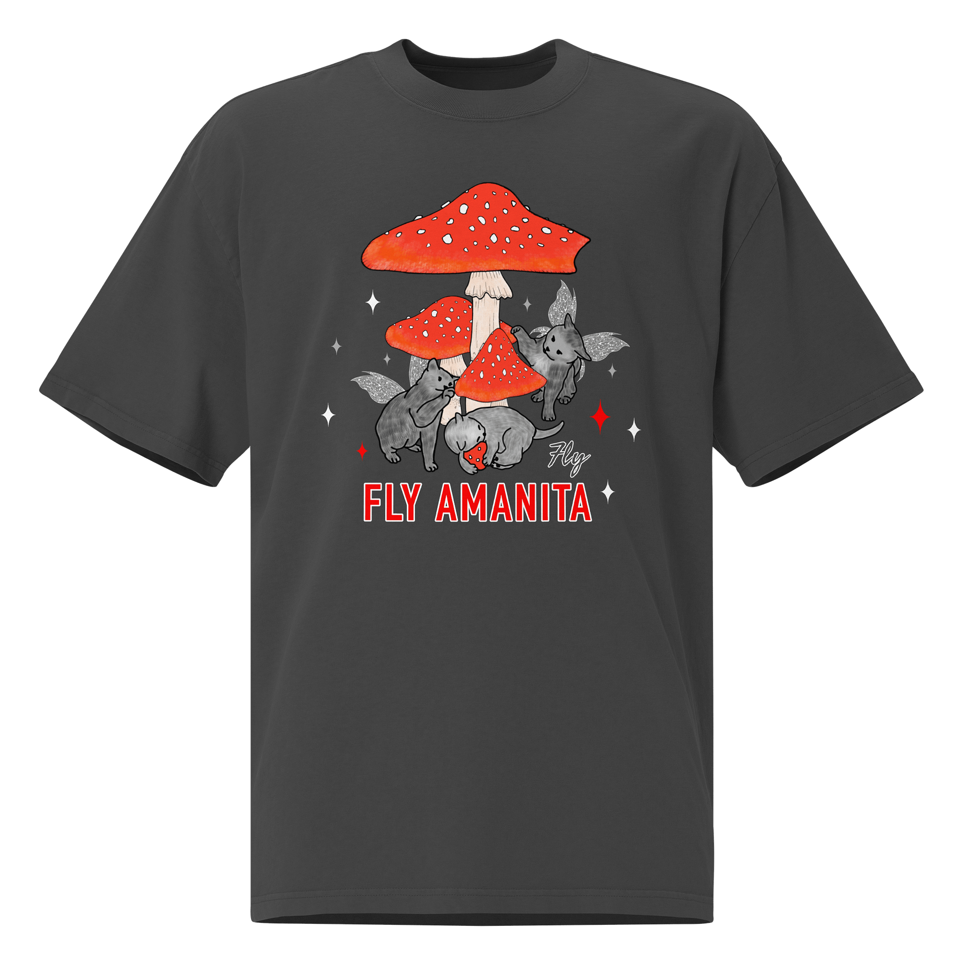 Whimsical Mushroom Cats Oversized Tee product image (1)