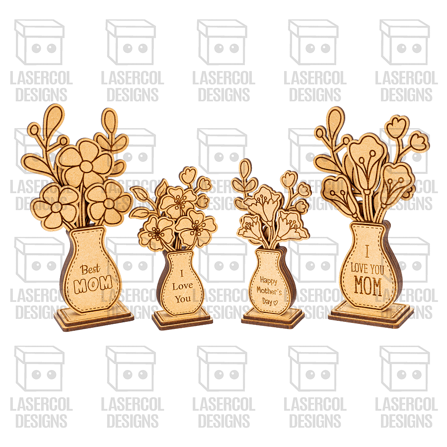 Mother's Day Flowers (2 Sizes, 4 Styles) - Laser Cut Files product image (7)