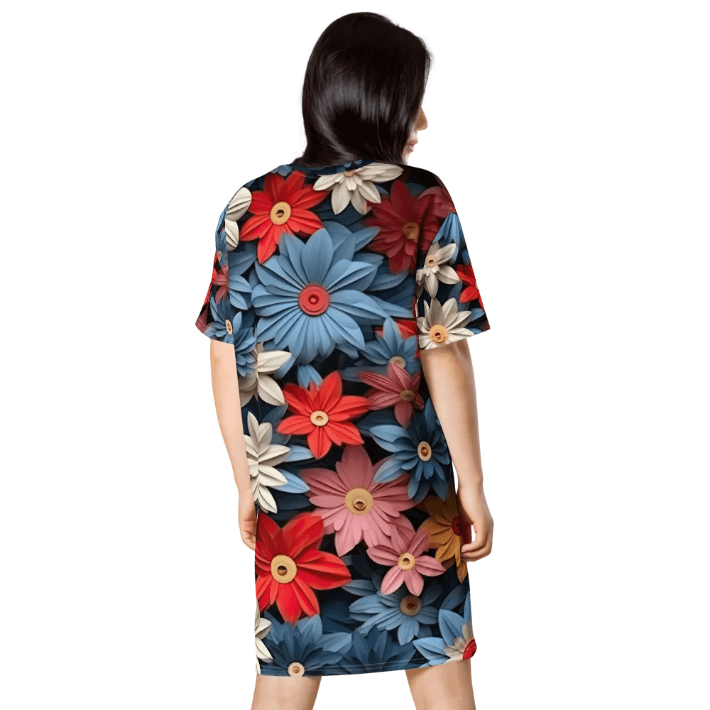 3D-Ditsy-Flowers-Seamless-Patterns T-shirt Dress - V6 product image (2)