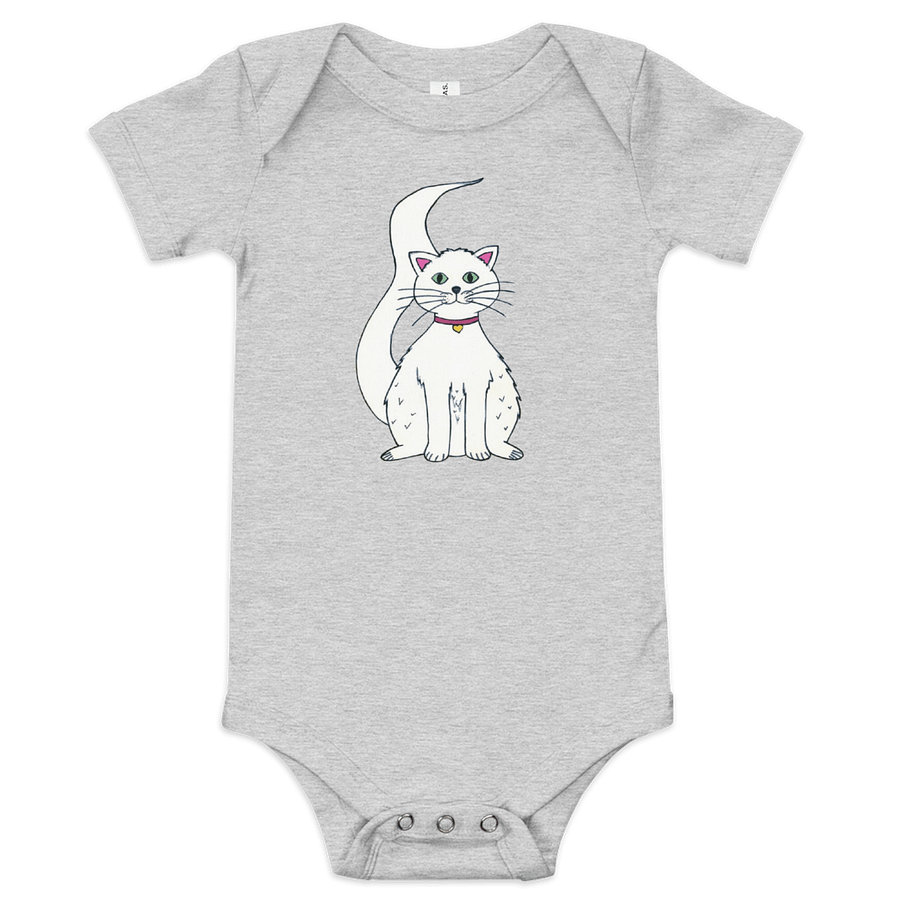 White Cat (art by Dina R.) akril painting picture - Baby Short Sleeve (Body) One Piece product image (1)