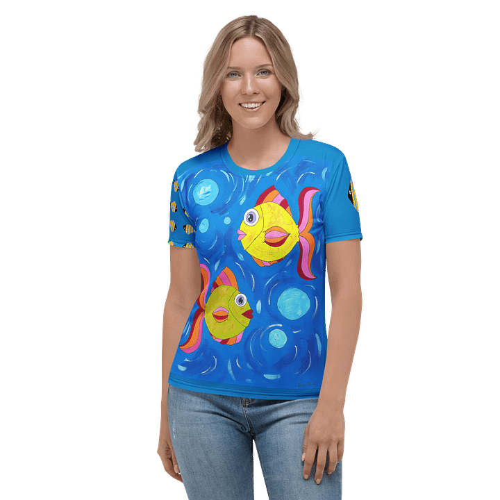 Fish style (art by Dina R.) acrylic painting picture - Womens Crew Neck T-Shirt product image (2)