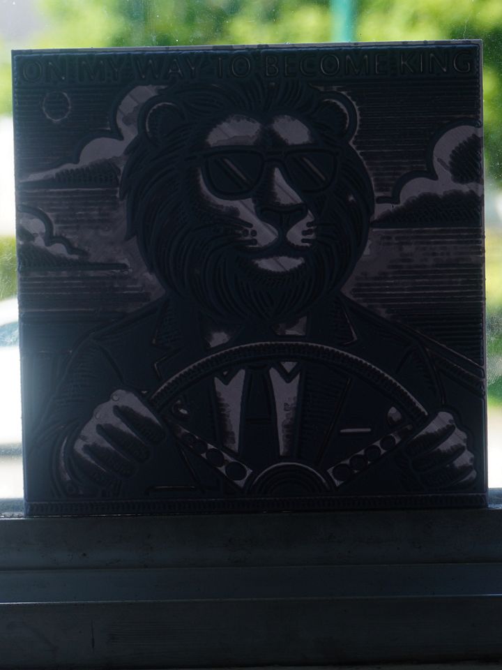 Lion Driving Car Plastic Meme Art Work product image (2)
