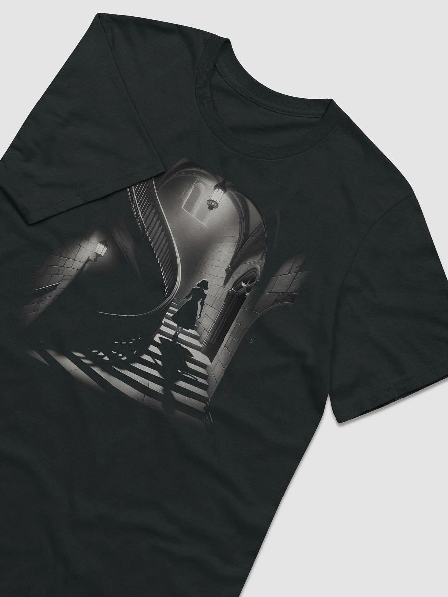 Spiral Staircase Mystery: Elegance in Noir (Front Print Womens Tee) product image (3)
