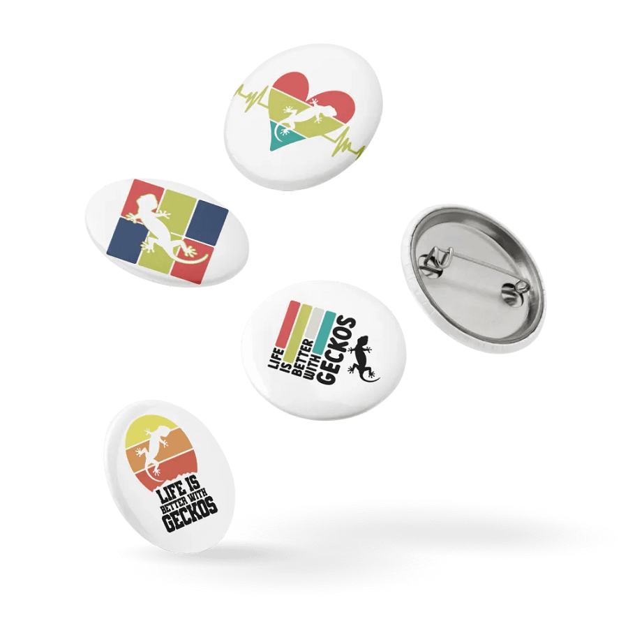 Glossy Color Collection: Pin Button Set with Geckos all over product image (9)