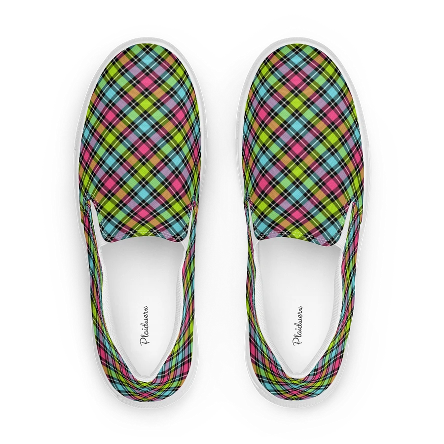 Neon Checkered Plaid Women's Slip-On Shoes product image (1)