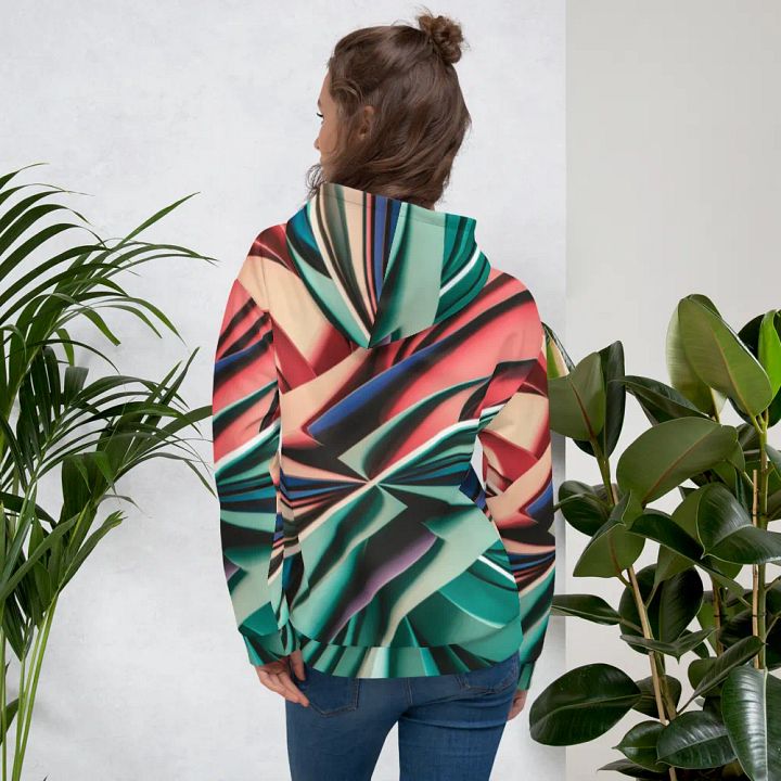 Recycled Unisex Hoodie with Vibrant Abstract Geometric Print - Relaxed Fit product image (2)
