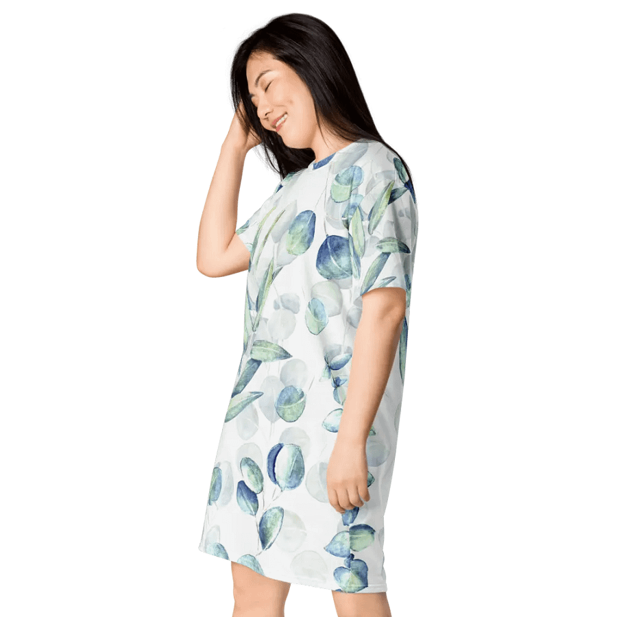 Watercolour Eucalyptus Branches and Leaves Pattern T-shirt Dress product image (7)