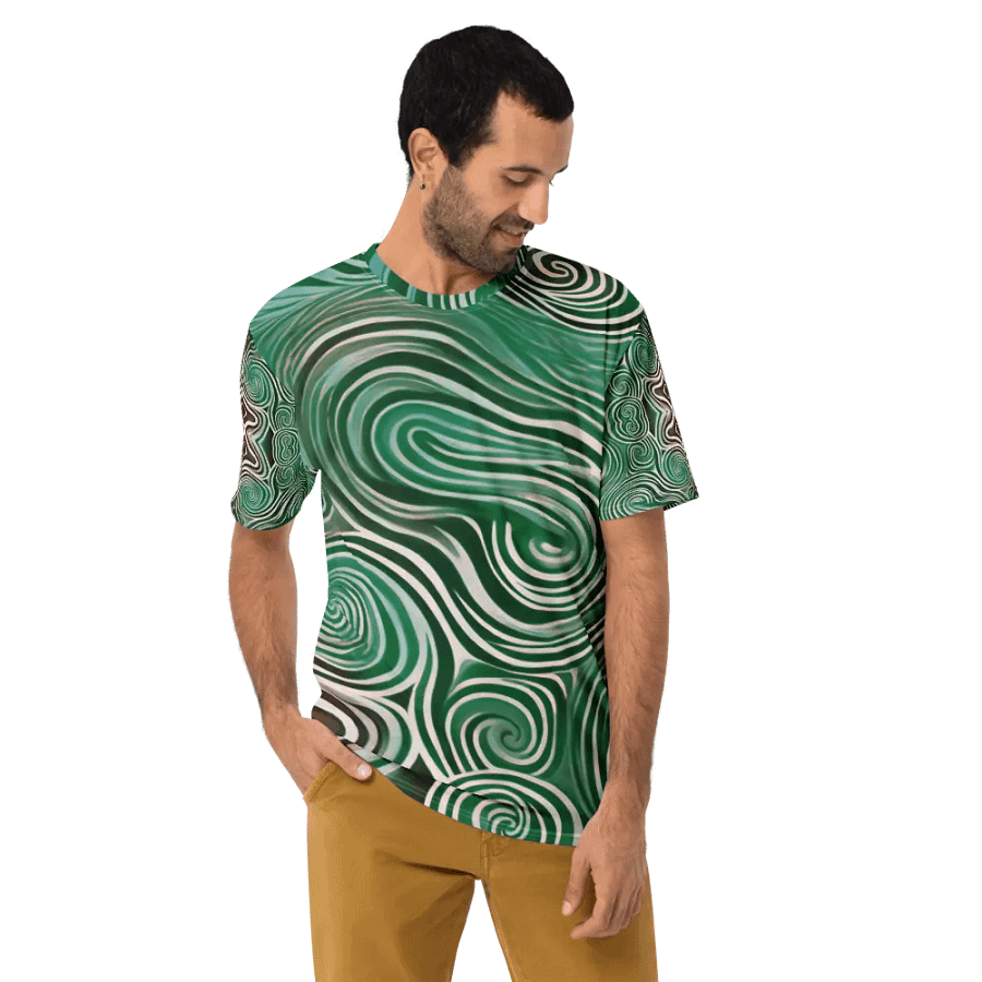 Funky Cool Green Liquid Tie-Dye Men's T-shirt product image (9)