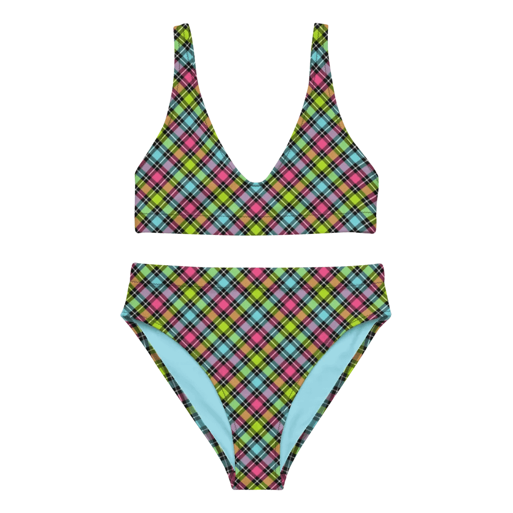 Neon Checkered Plaid Bikini product image (2)