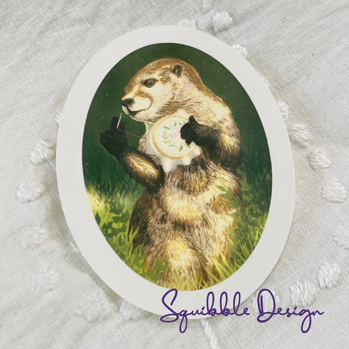 Vinyl Sticker - Embroidery Otter product image (1)