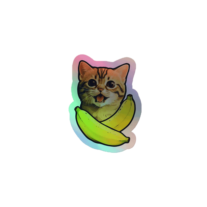 Fruitful Mews: Holographic Cat & Banana Sticker product image (1)