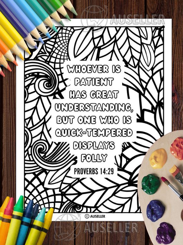 Printable Christian Colouring Book For Women - Colour In Words Of Wisdom: PROVERBS product image (2)