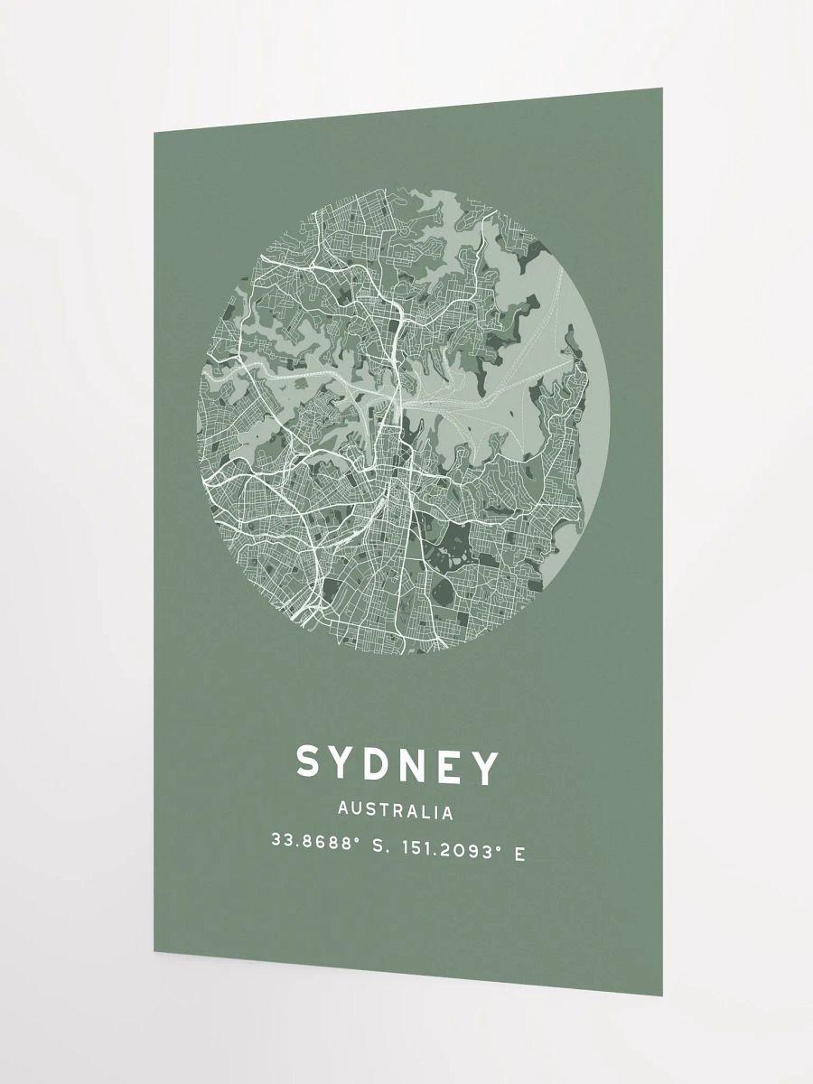 Sydney Street Map Poster – Sage Green Minimalist Circular City Art product image (6)