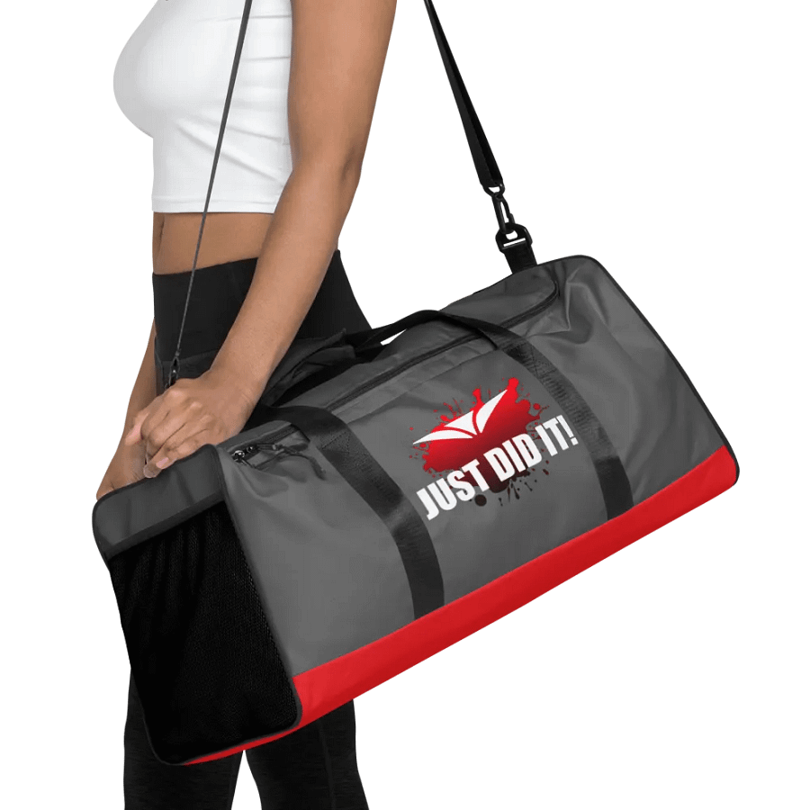 Just Did It! Red Splatter Gray Duffle Bag product image (4)