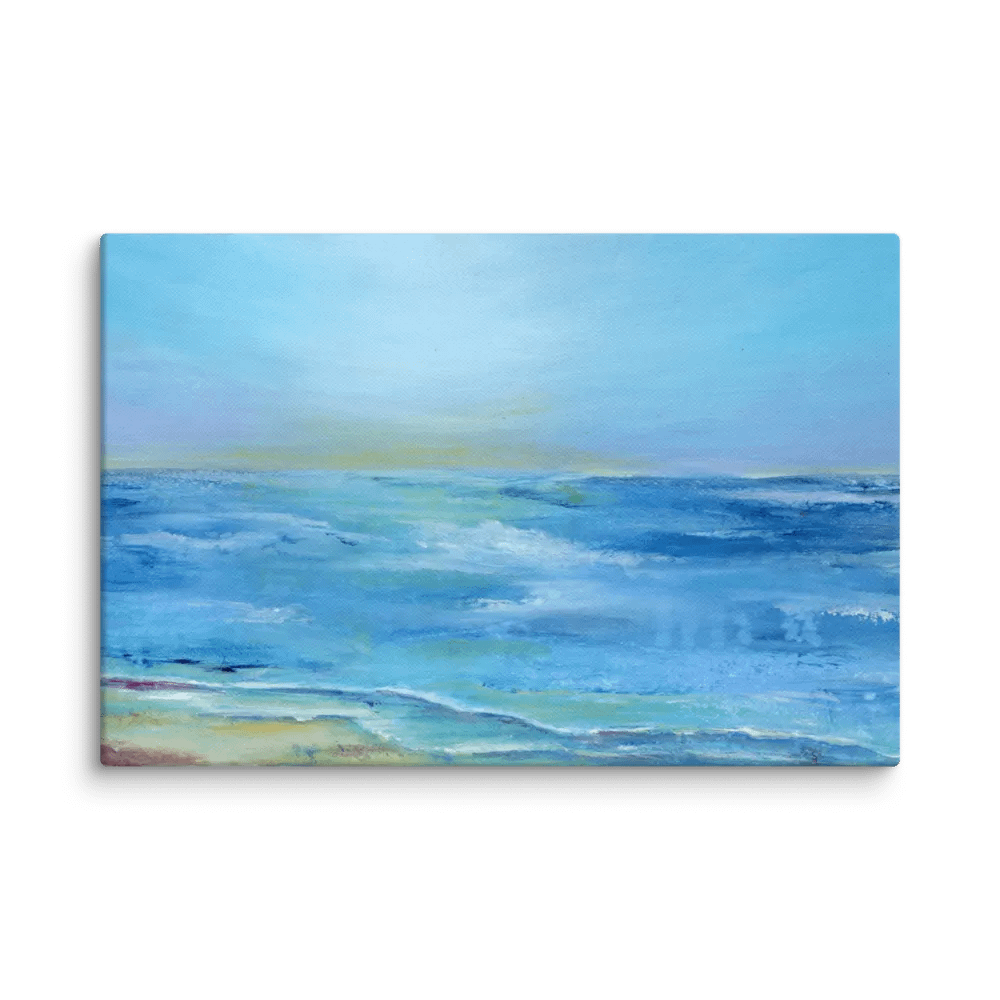 Coastal Abstract Art – Blue and Tan Wave Canvas Print product image (1)