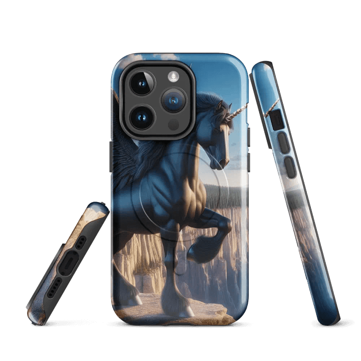 MagSafe® Tough Case for iPhone® | Ebon Majesty: AI-Designed Black Winged Unicorn product image (3)