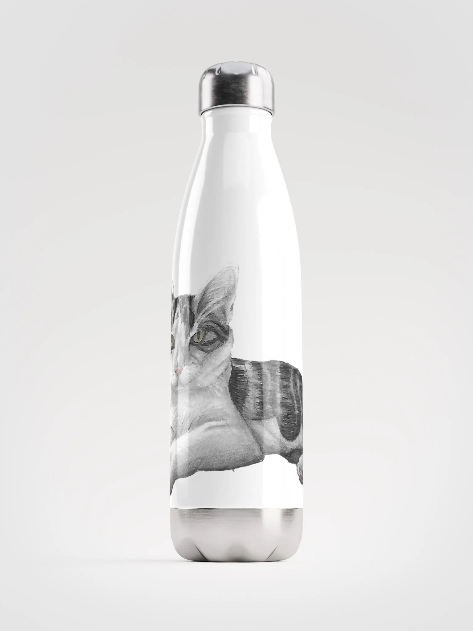 Cat Drawing Water Bottle product image (1)