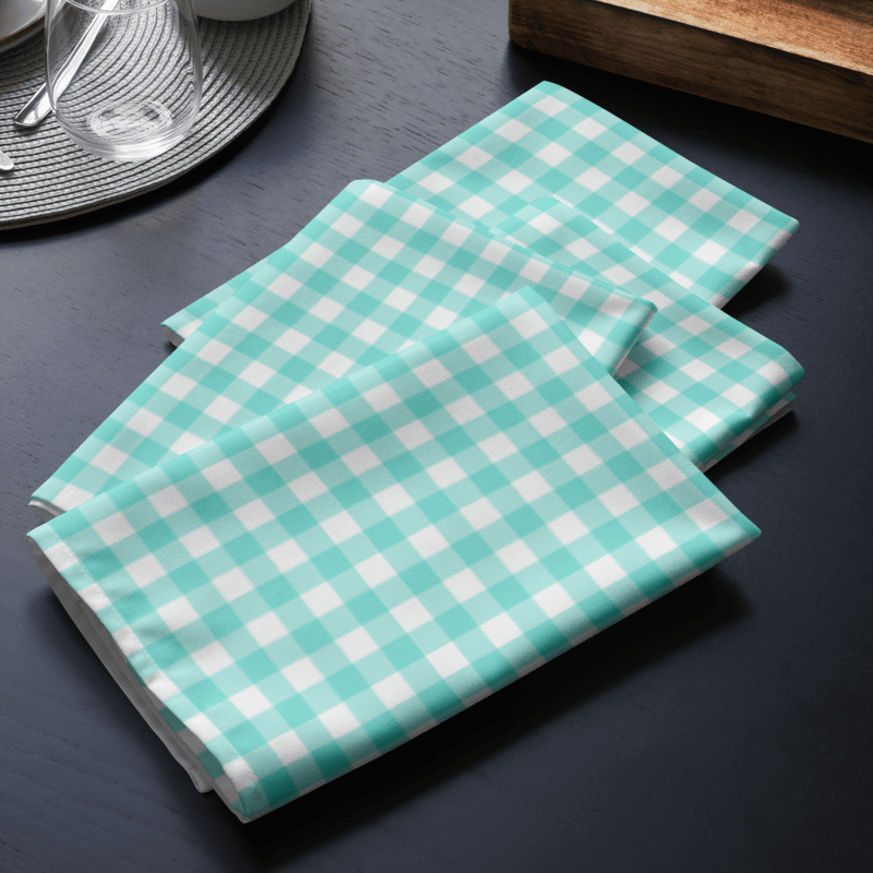 Matching Set of Teal Gingham Cloth Napkins product image (4)