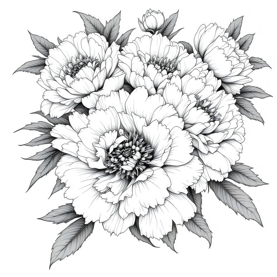 Bundle of 20 Pearl Peonies Illustration Digital Clipart - Elegant Floral Designs for Crafts, Invitations, and Decor product image (7)