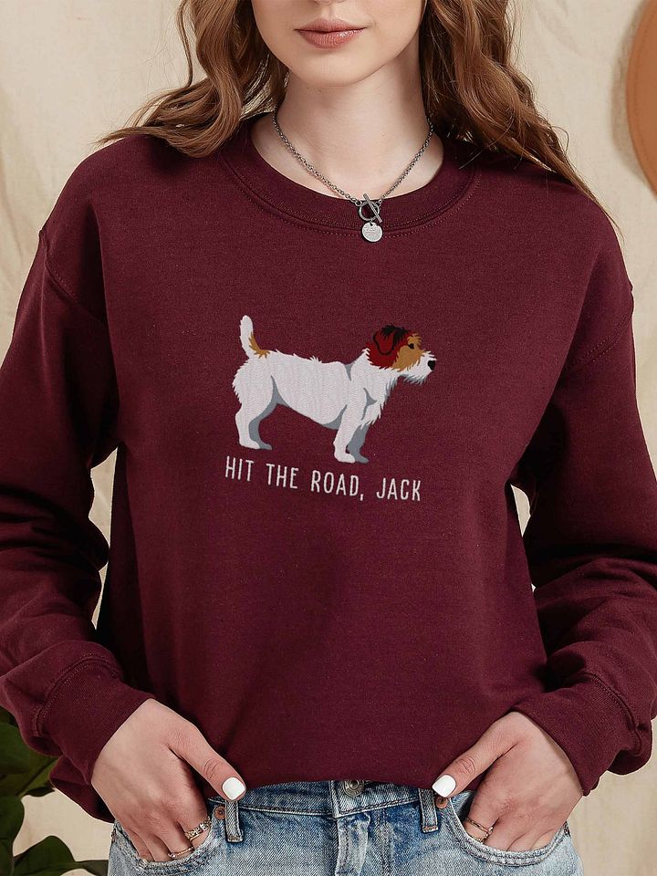 Hit the Road, Jack Sweatshirt (Embroidered) of a Jack Russell Terrier(Rough Coat, Tricolor) product image (2)