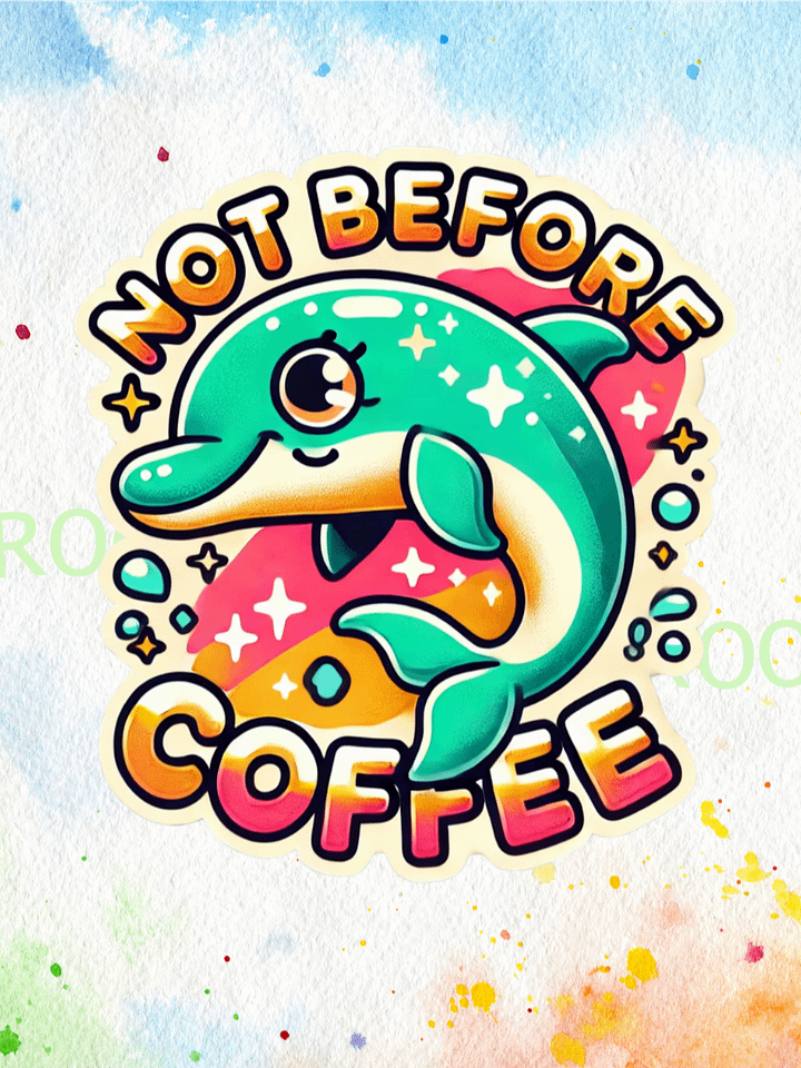 Not Before Coffee Dolphin – Instant Download Graphic Design product image (1)