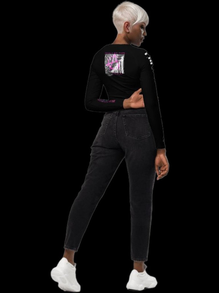 CYBERPUNK GLITCH PUNK LONG SLEEVE CROP TOP - PRIVACY NOT FOUND, ANARCHIST DYSTOPIAN STREETWEAR product image (3)