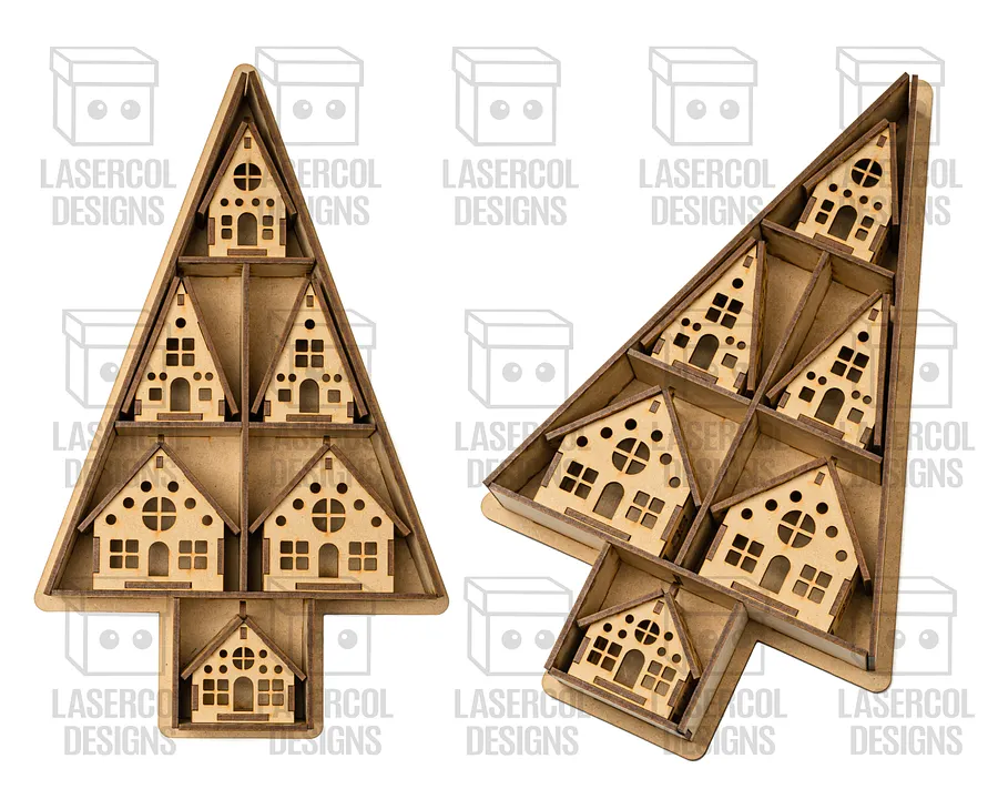 Christmas Houses Ornaments Box - Laser Cut Files product image (5)