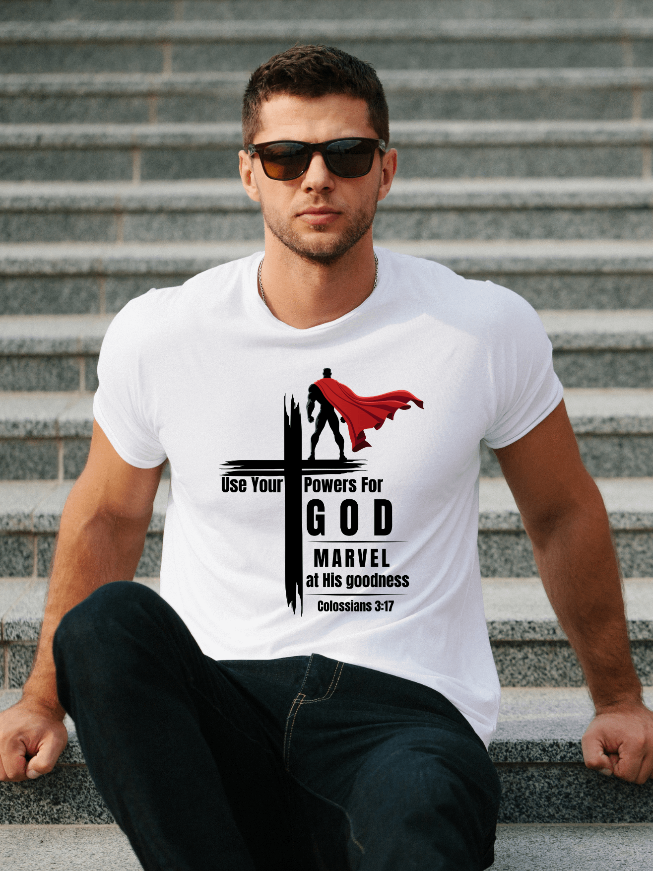 Use your powers for God - Marvel at His Goodness Christian Superhero T-Shirt product image (1)